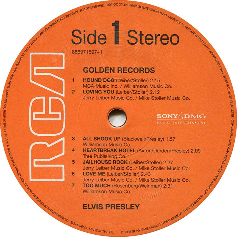 Elvis Presley Golden Records : LP Label A